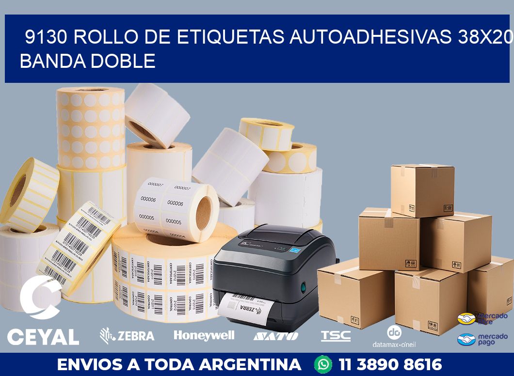 9130 ROLLO DE ETIQUETAS AUTOADHESIVAS 38X20 BANDA DOBLE