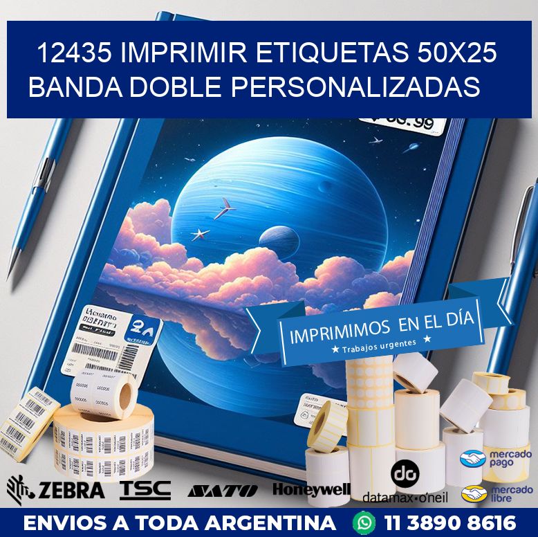12435 IMPRIMIR ETIQUETAS 50X25 BANDA DOBLE PERSONALIZADAS