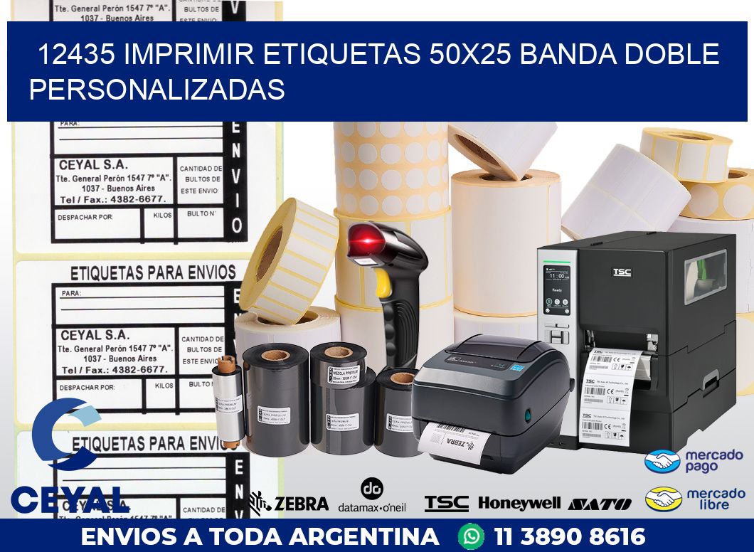 12435 IMPRIMIR ETIQUETAS 50X25 BANDA DOBLE PERSONALIZADAS