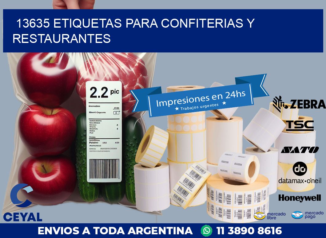 13635 ETIQUETAS PARA CONFITERIAS Y RESTAURANTES