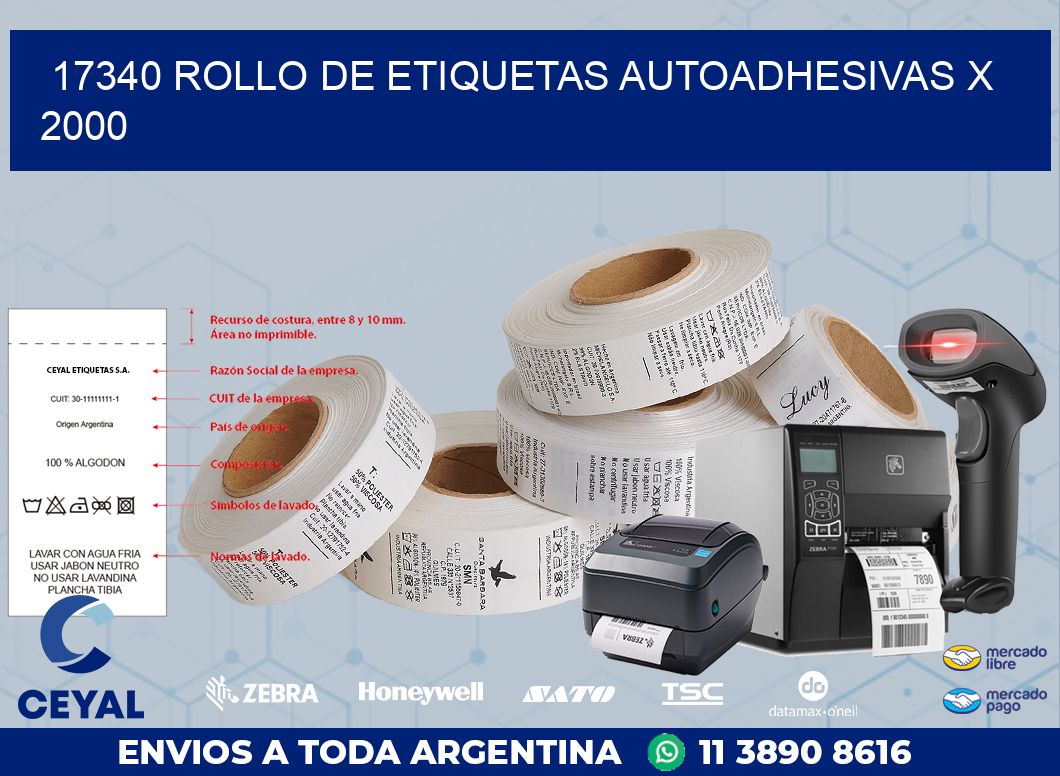 17340 ROLLO DE ETIQUETAS AUTOADHESIVAS X 2000