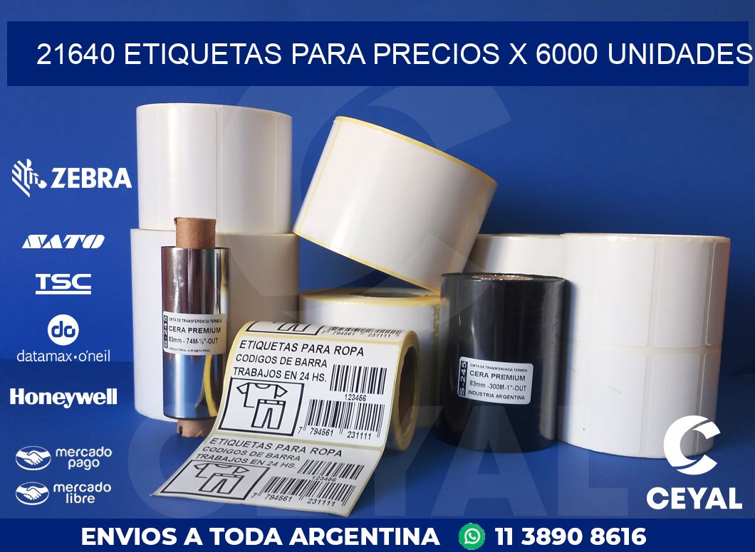 21640 ETIQUETAS PARA PRECIOS X 6000 UNIDADES