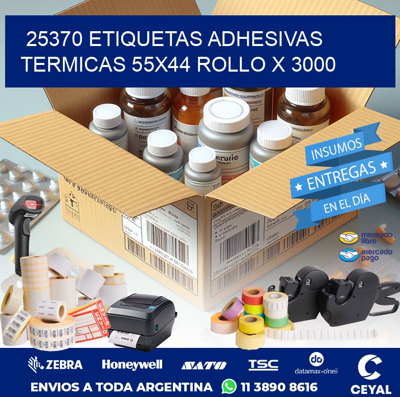 25370 ETIQUETAS ADHESIVAS TERMICAS 55X44 ROLLO X 3000