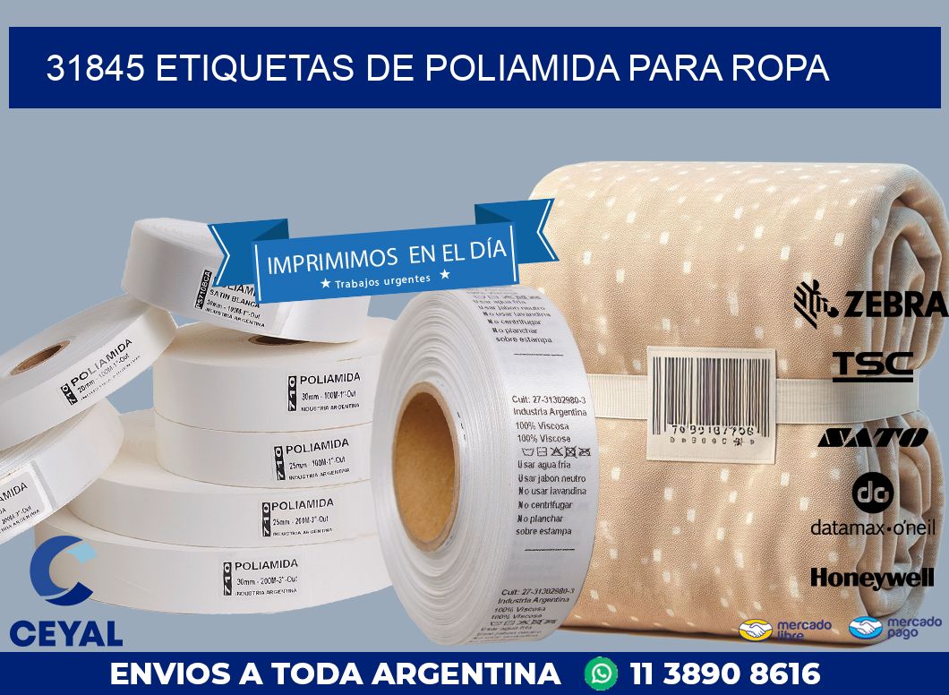 31845 ETIQUETAS DE POLIAMIDA PARA ROPA