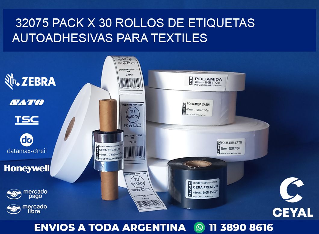 32075 PACK X 30 ROLLOS DE ETIQUETAS AUTOADHESIVAS PARA TEXTILES