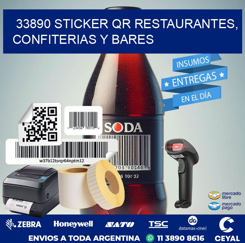 33890 STICKER QR RESTAURANTES, CONFITERIAS Y BARES