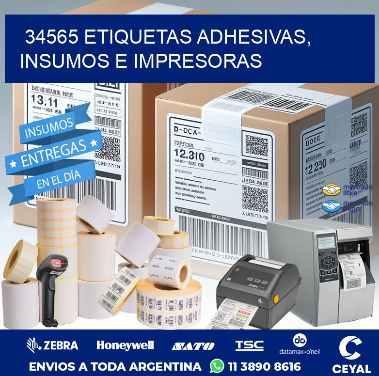 34565 ETIQUETAS ADHESIVAS, INSUMOS E IMPRESORAS