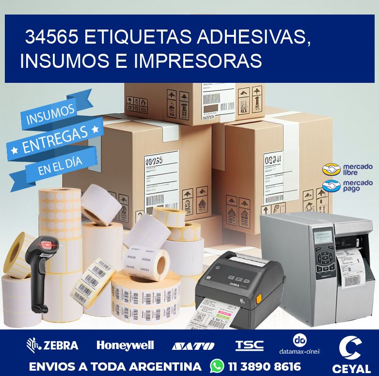 34565 ETIQUETAS ADHESIVAS, INSUMOS E IMPRESORAS