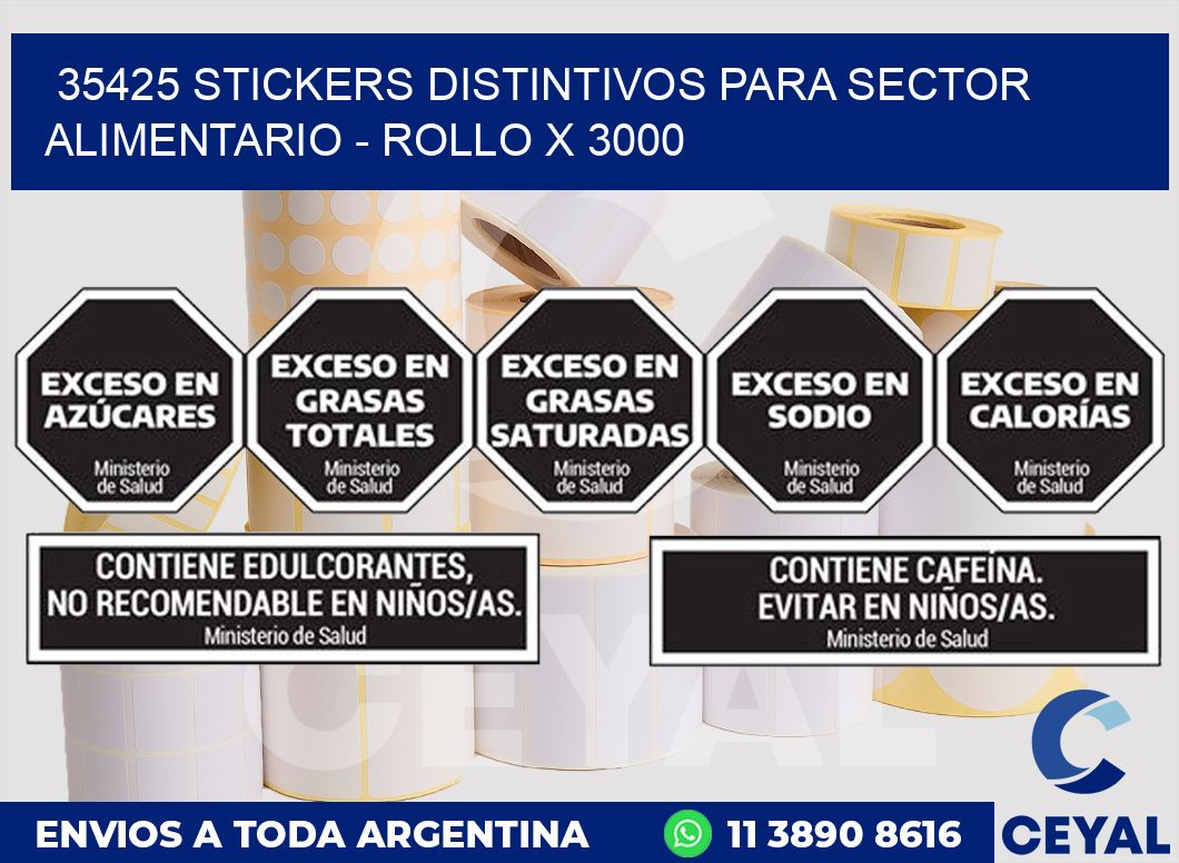 35425 STICKERS DISTINTIVOS PARA SECTOR ALIMENTARIO - ROLLO X 3000