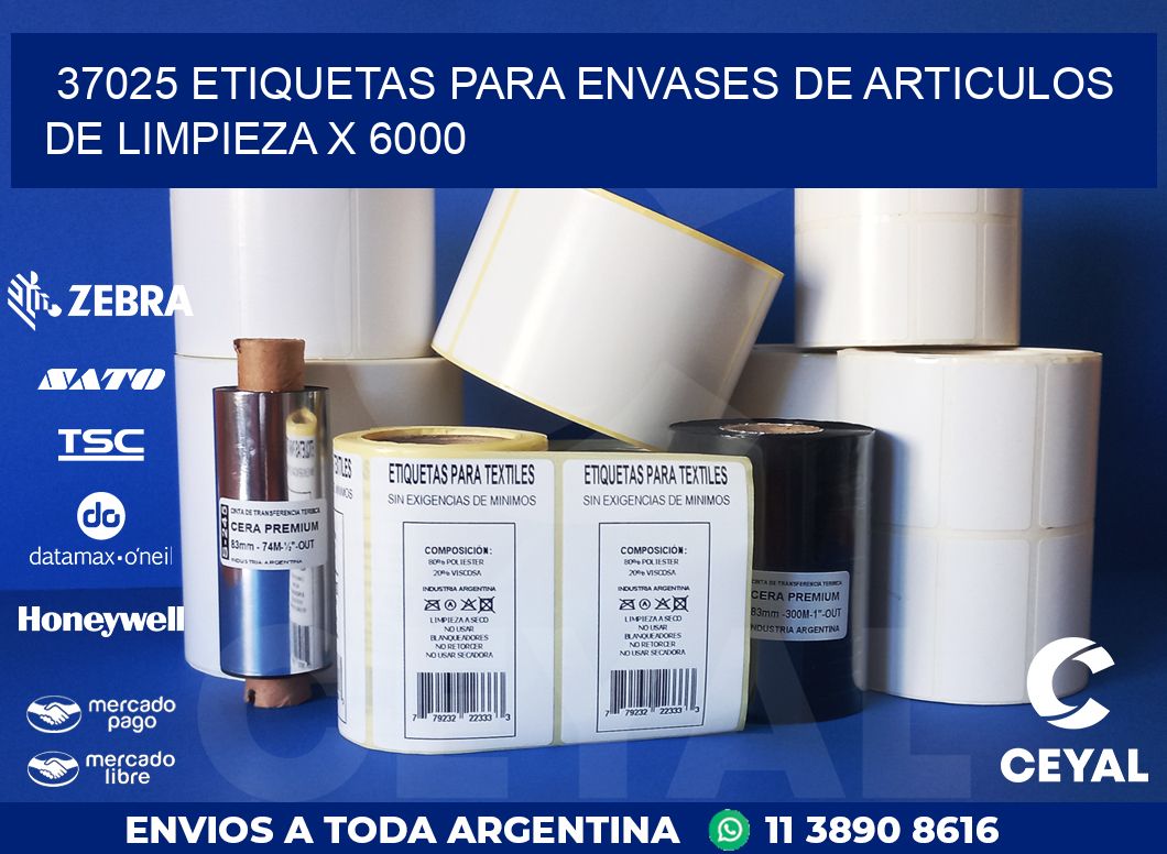 37025 ETIQUETAS PARA ENVASES DE ARTICULOS DE LIMPIEZA X 6000