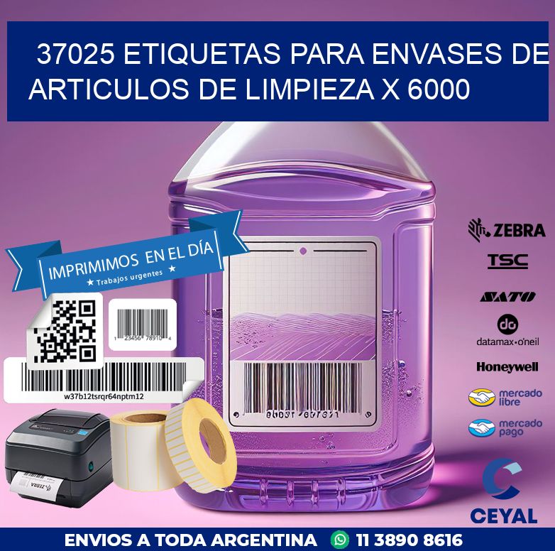 37025 ETIQUETAS PARA ENVASES DE ARTICULOS DE LIMPIEZA X 6000