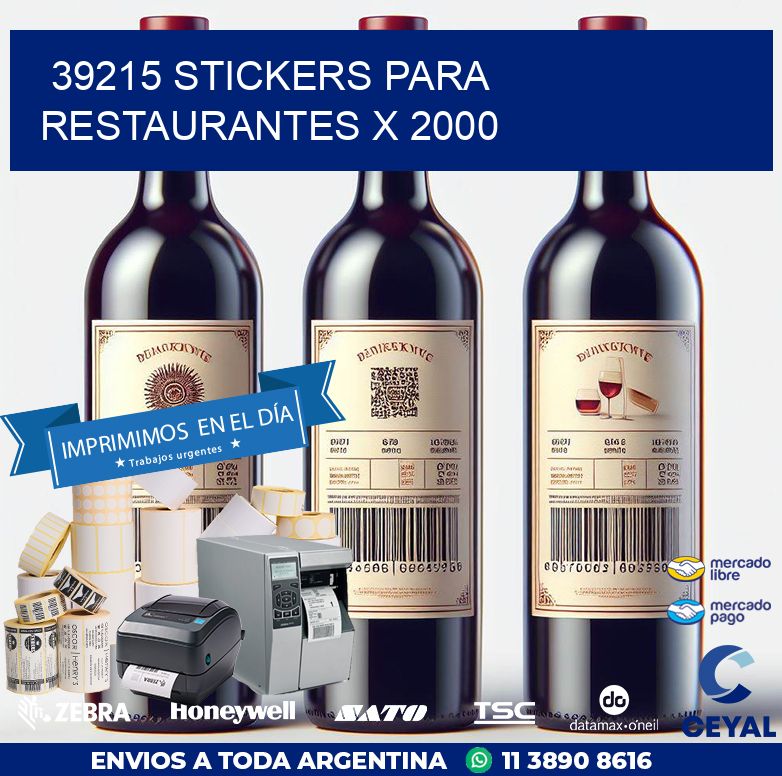 39215 STICKERS PARA RESTAURANTES X 2000