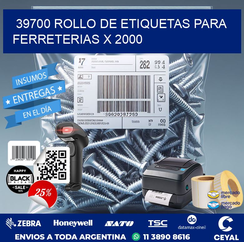 39700 ROLLO DE ETIQUETAS PARA FERRETERIAS X 2000