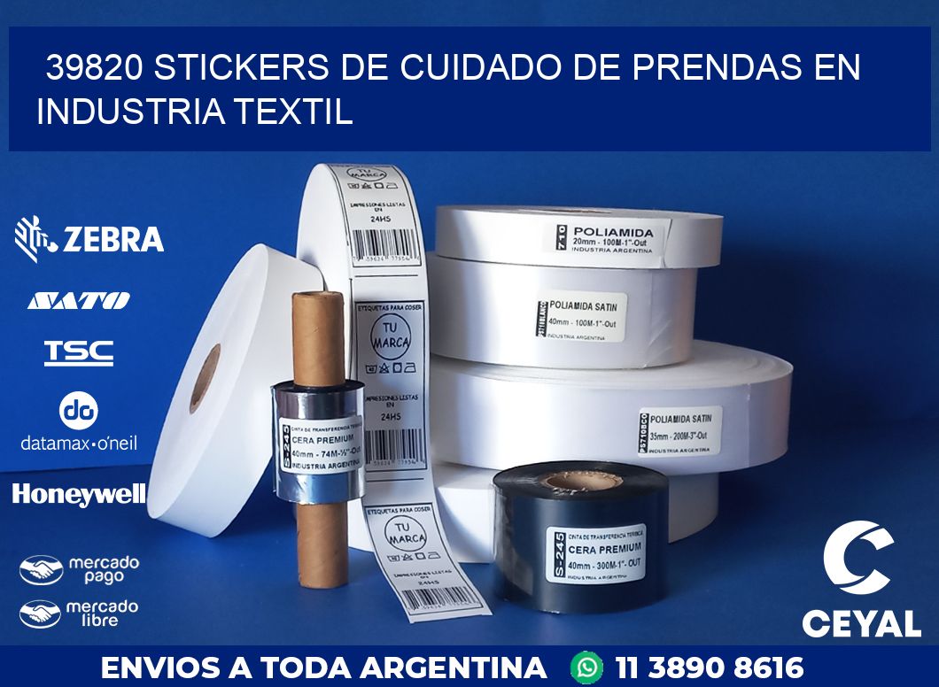 39820 STICKERS DE CUIDADO DE PRENDAS EN INDUSTRIA TEXTIL