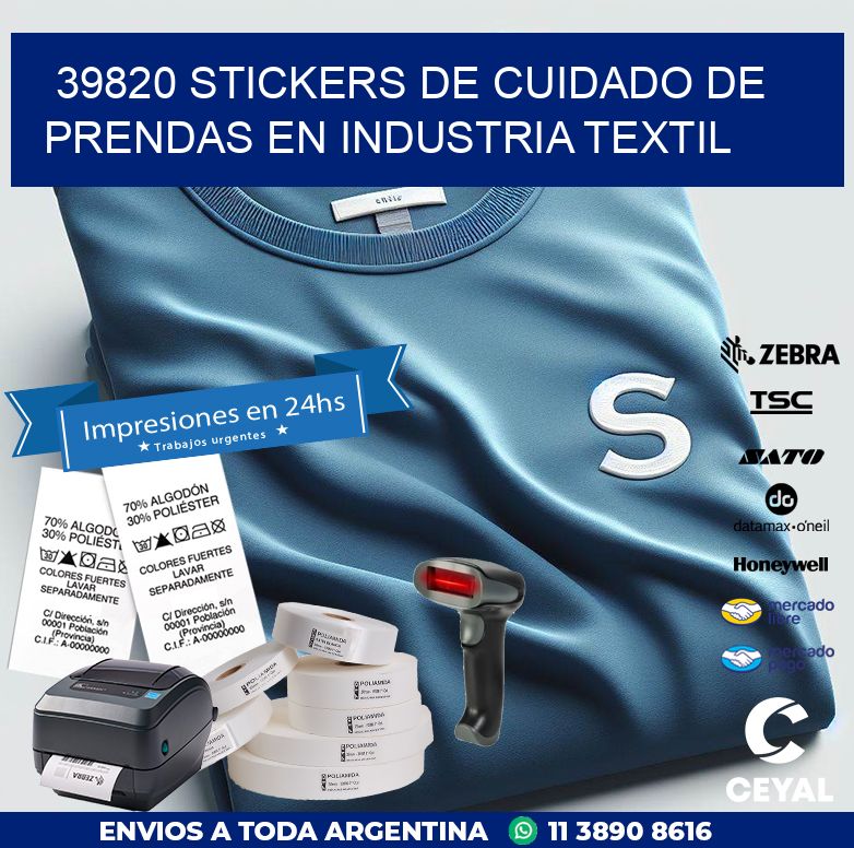 39820 STICKERS DE CUIDADO DE PRENDAS EN INDUSTRIA TEXTIL