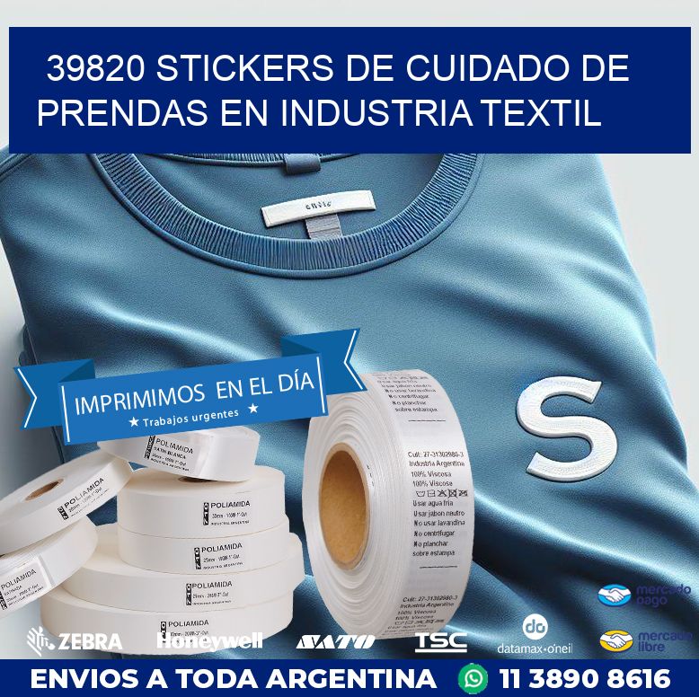39820 STICKERS DE CUIDADO DE PRENDAS EN INDUSTRIA TEXTIL
