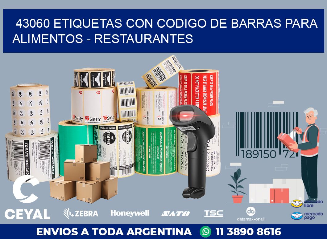43060 ETIQUETAS CON CODIGO DE BARRAS PARA ALIMENTOS - RESTAURANTES