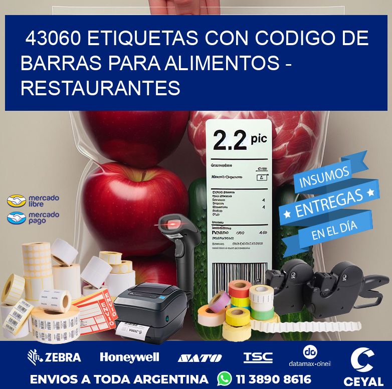 43060 ETIQUETAS CON CODIGO DE BARRAS PARA ALIMENTOS - RESTAURANTES