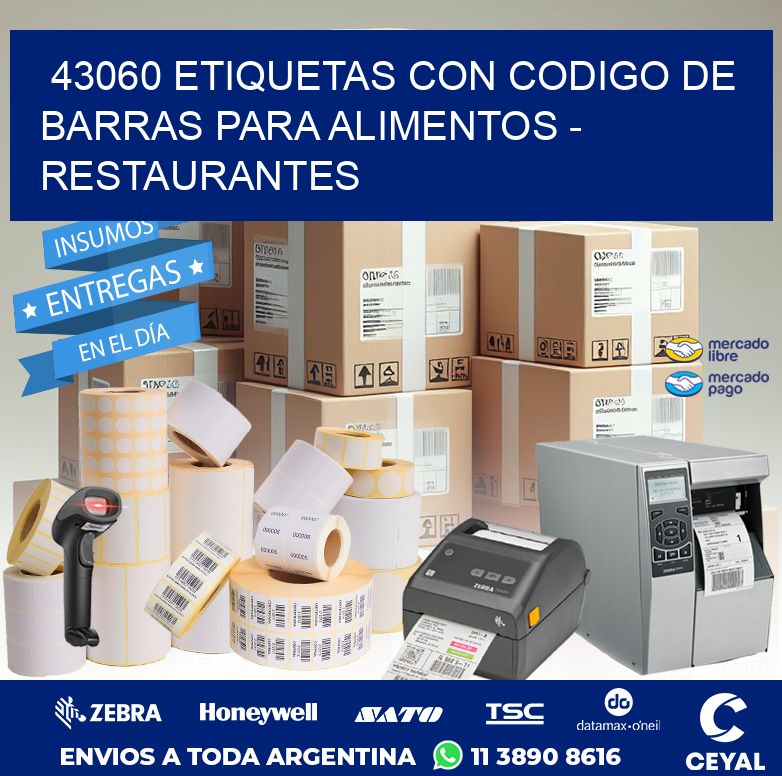 43060 ETIQUETAS CON CODIGO DE BARRAS PARA ALIMENTOS - RESTAURANTES