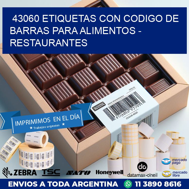 43060 ETIQUETAS CON CODIGO DE BARRAS PARA ALIMENTOS - RESTAURANTES