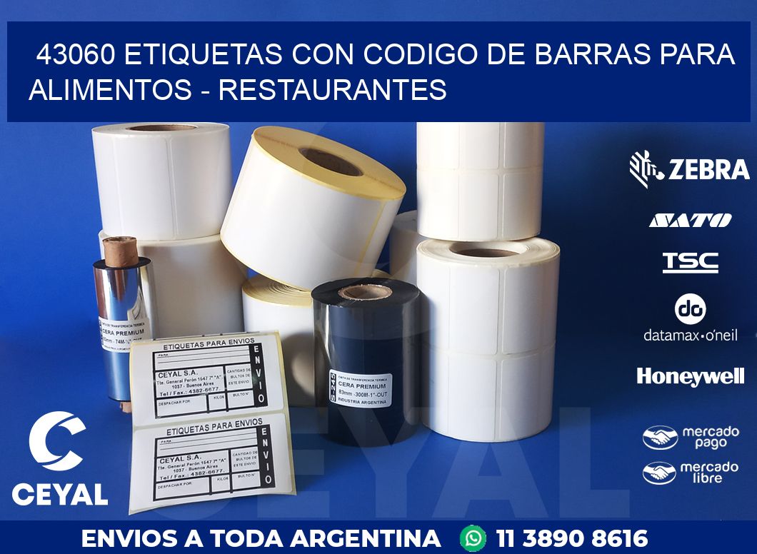 43060 ETIQUETAS CON CODIGO DE BARRAS PARA ALIMENTOS – RESTAURANTES