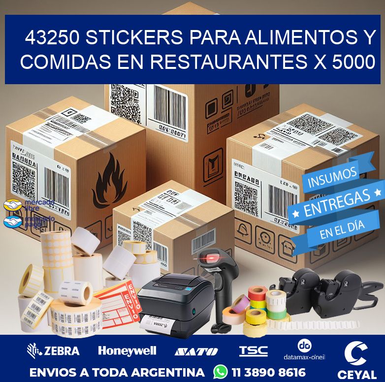 43250 STICKERS PARA ALIMENTOS Y COMIDAS EN RESTAURANTES X 5000