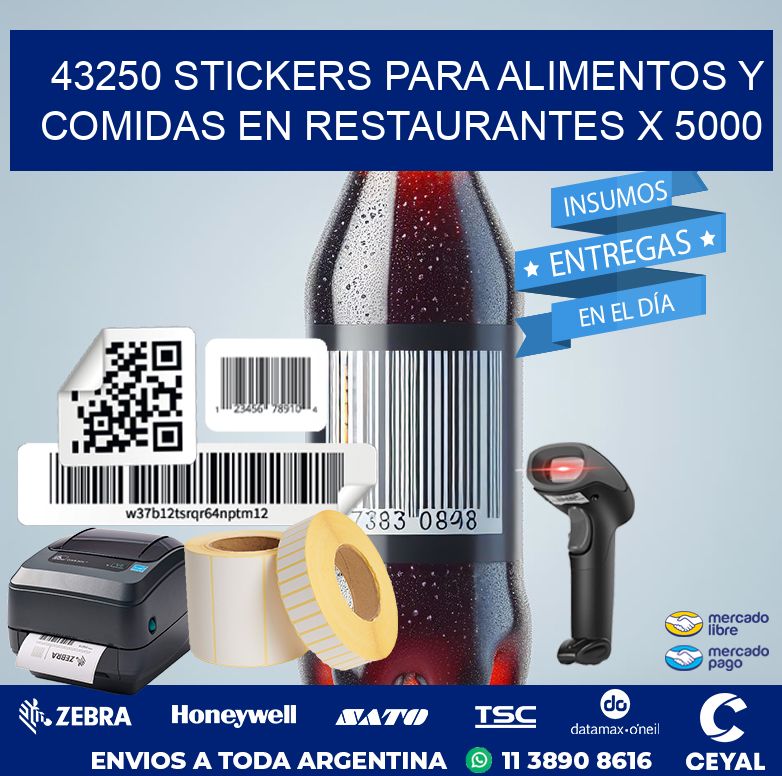 43250 STICKERS PARA ALIMENTOS Y COMIDAS EN RESTAURANTES X 5000