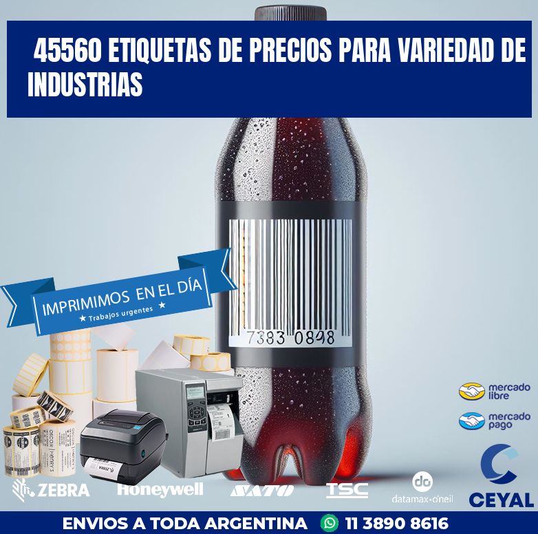 45560 ETIQUETAS DE PRECIOS PARA VARIEDAD DE INDUSTRIAS