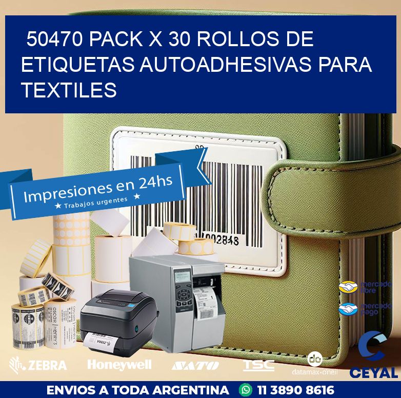 50470 PACK X 30 ROLLOS DE ETIQUETAS AUTOADHESIVAS PARA TEXTILES