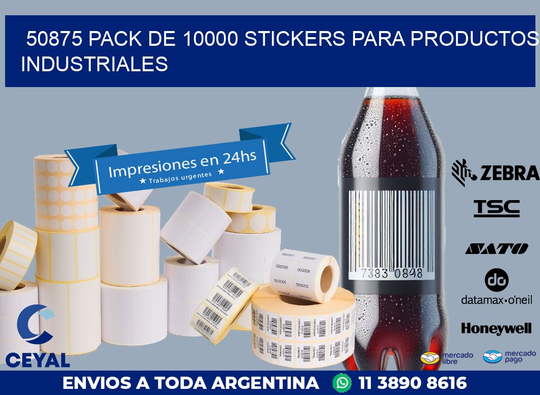50875 PACK DE 10000 STICKERS PARA PRODUCTOS INDUSTRIALES
