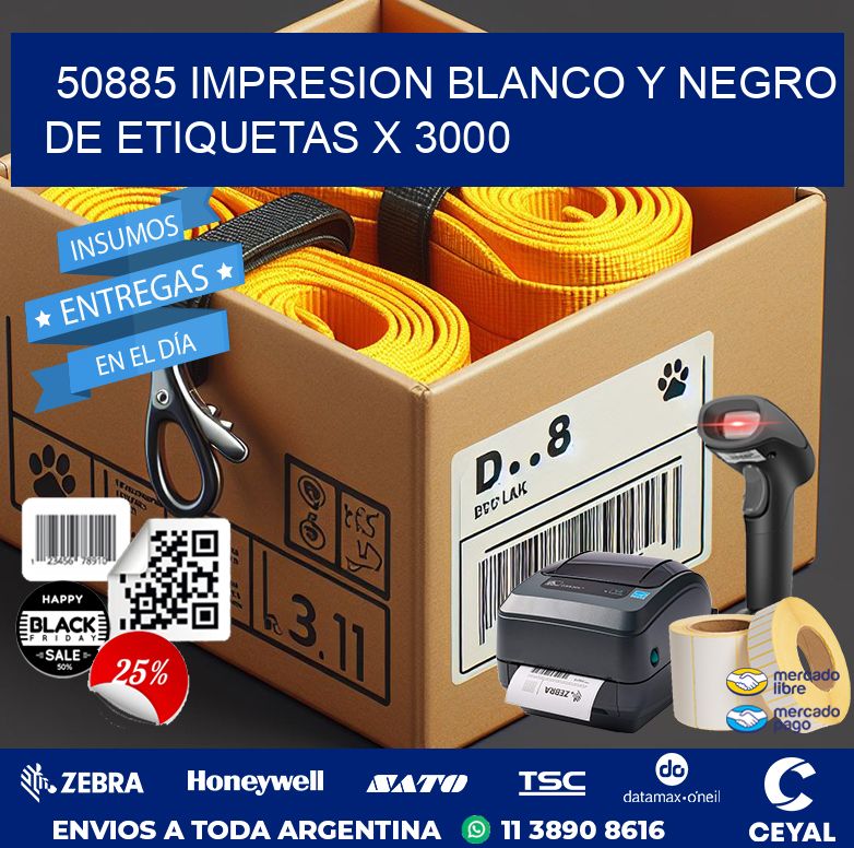 50885 IMPRESION BLANCO Y NEGRO DE ETIQUETAS X 3000