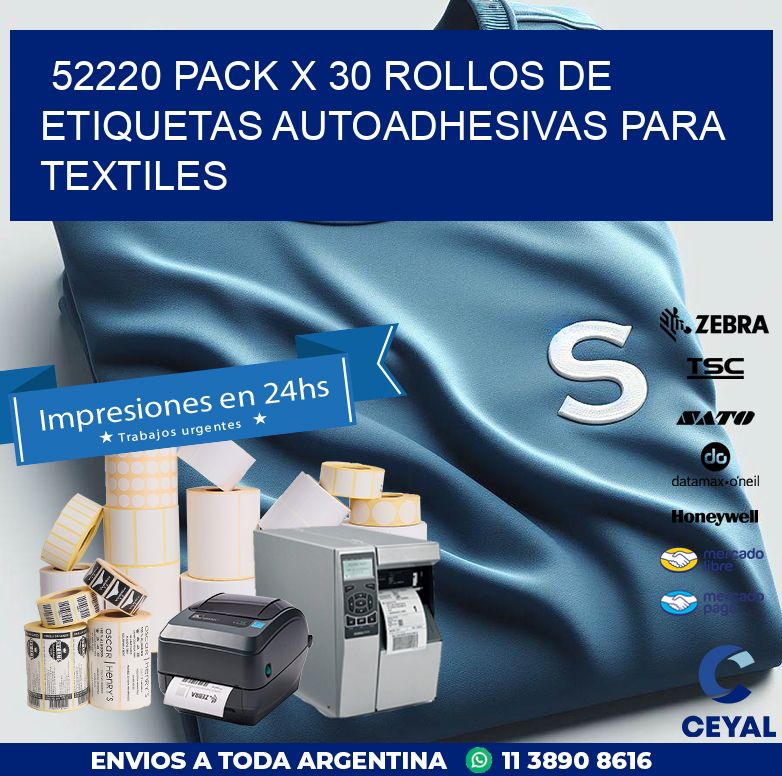 52220 PACK X 30 ROLLOS DE ETIQUETAS AUTOADHESIVAS PARA TEXTILES