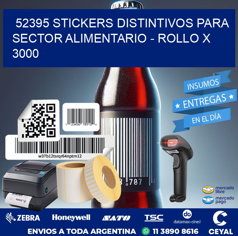 52395 STICKERS DISTINTIVOS PARA SECTOR ALIMENTARIO - ROLLO X 3000