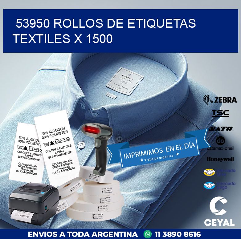 53950 ROLLOS DE ETIQUETAS TEXTILES X 1500