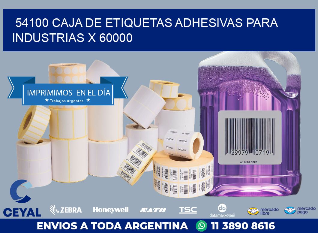54100 CAJA DE ETIQUETAS ADHESIVAS PARA INDUSTRIAS X 60000
