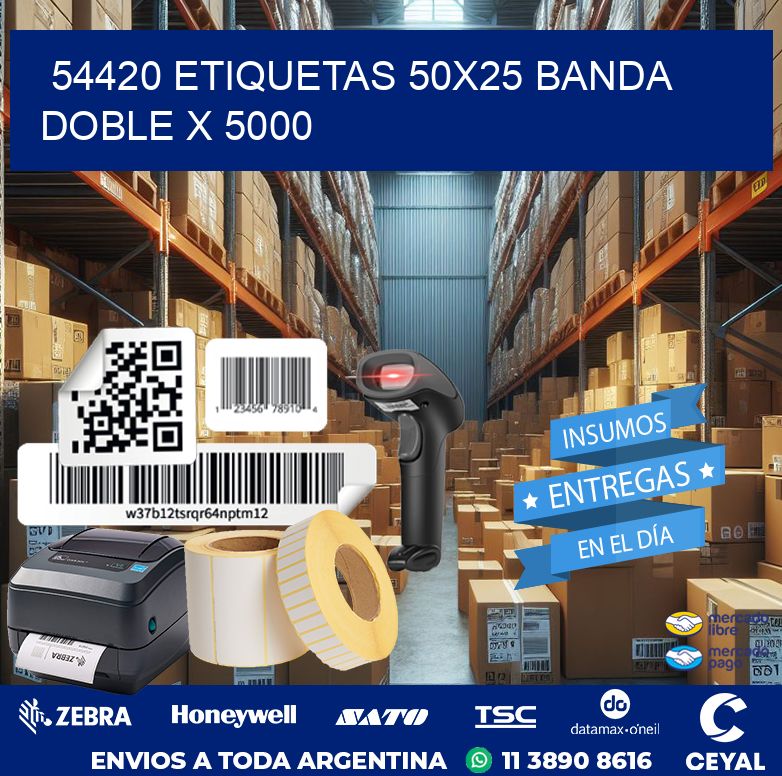 54420 ETIQUETAS 50X25 BANDA DOBLE X 5000