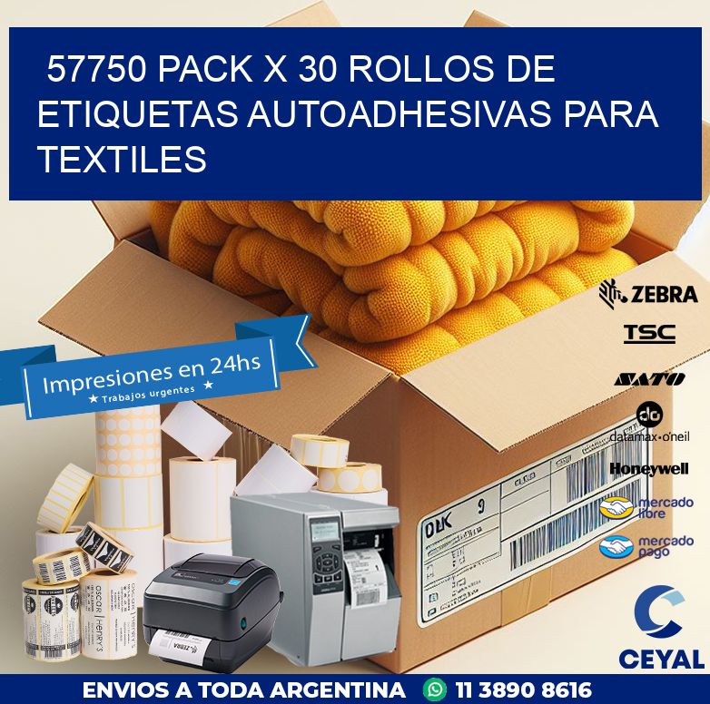 57750 PACK X 30 ROLLOS DE ETIQUETAS AUTOADHESIVAS PARA TEXTILES