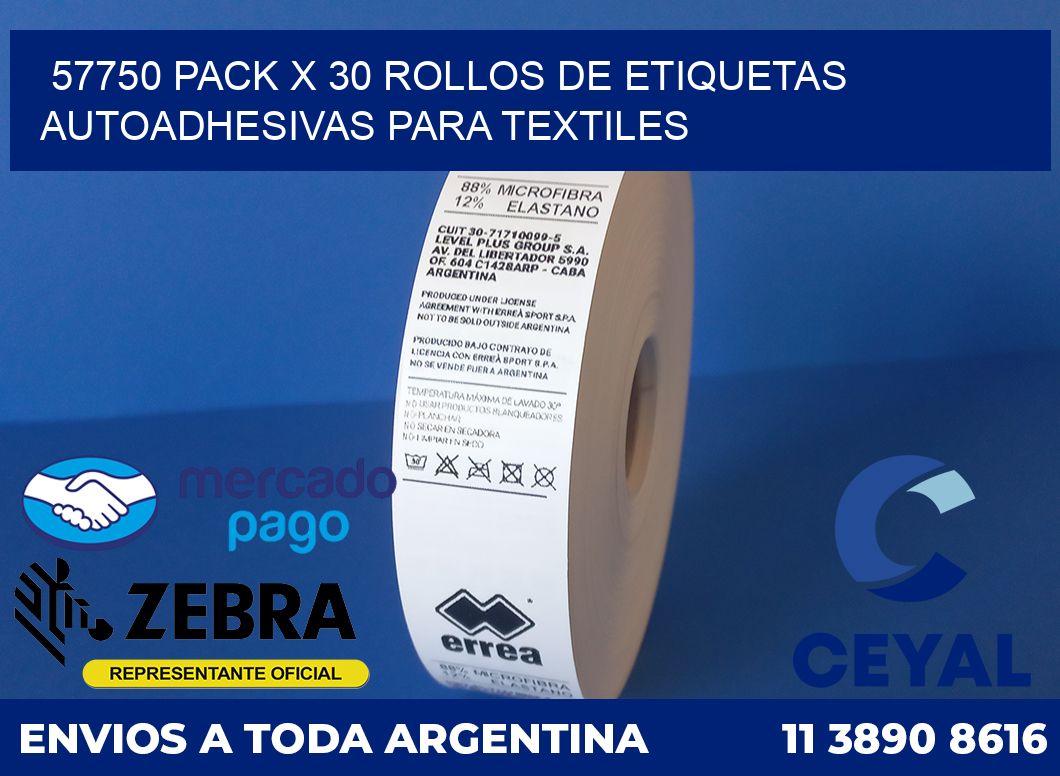 57750 PACK X 30 ROLLOS DE ETIQUETAS AUTOADHESIVAS PARA TEXTILES