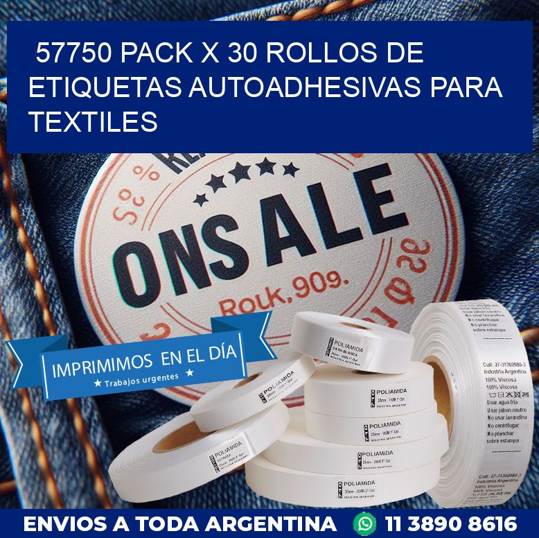 57750 PACK X 30 ROLLOS DE ETIQUETAS AUTOADHESIVAS PARA TEXTILES