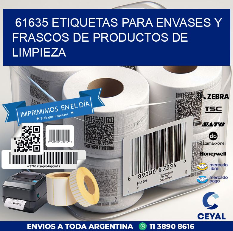 61635 ETIQUETAS PARA ENVASES Y FRASCOS DE PRODUCTOS DE LIMPIEZA