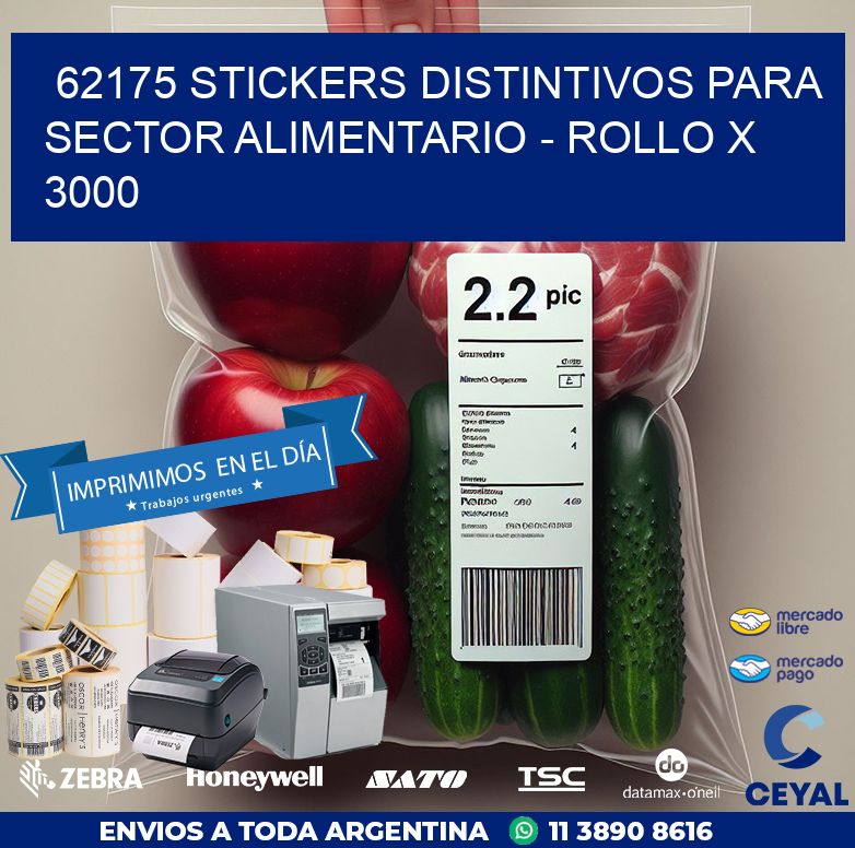 62175 STICKERS DISTINTIVOS PARA SECTOR ALIMENTARIO - ROLLO X 3000