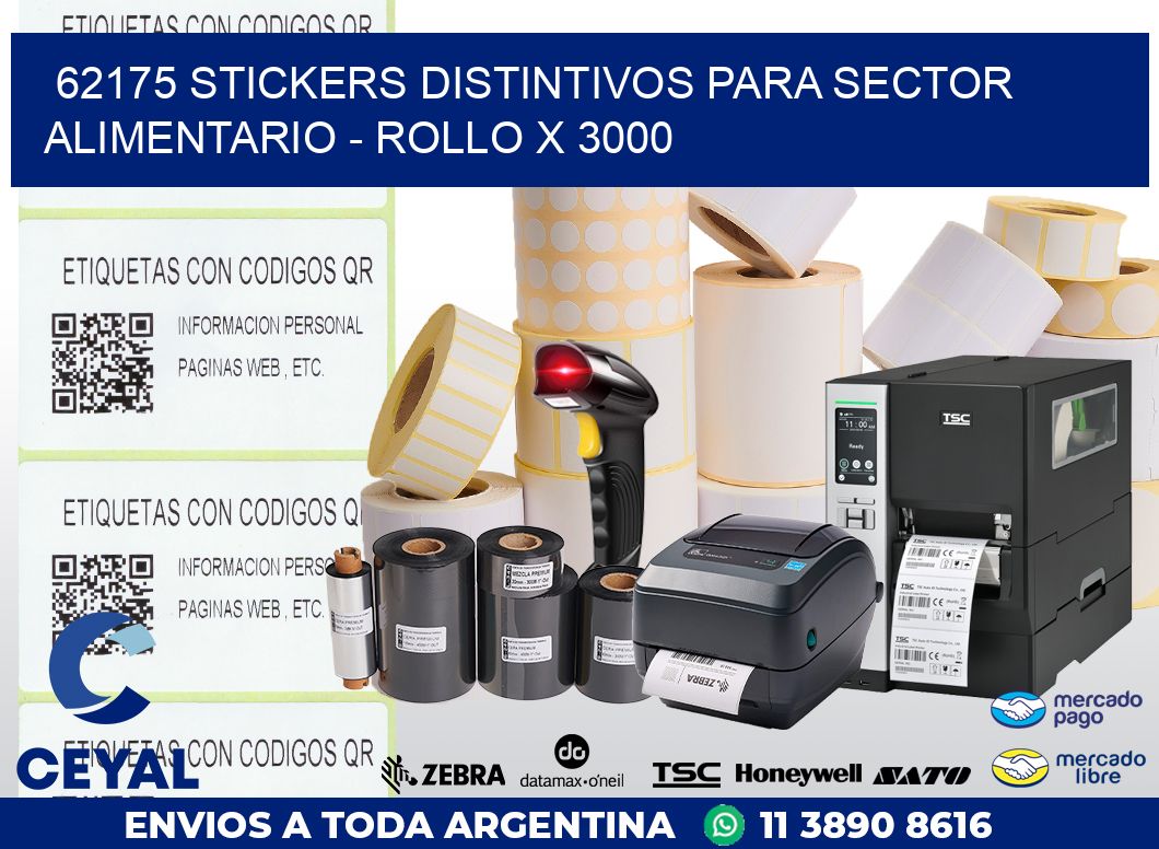 62175 STICKERS DISTINTIVOS PARA SECTOR ALIMENTARIO - ROLLO X 3000