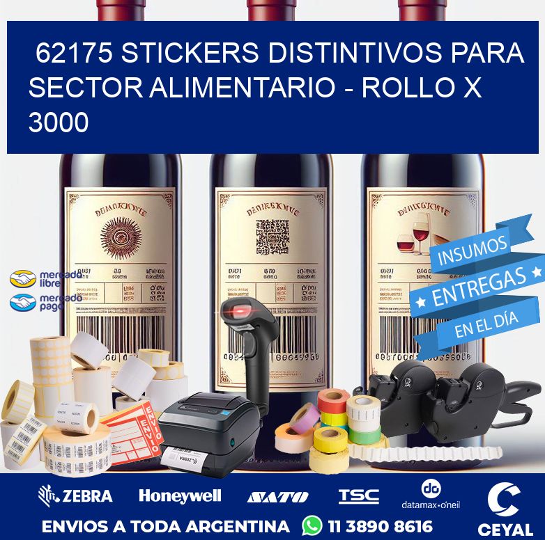 62175 STICKERS DISTINTIVOS PARA SECTOR ALIMENTARIO – ROLLO X 3000