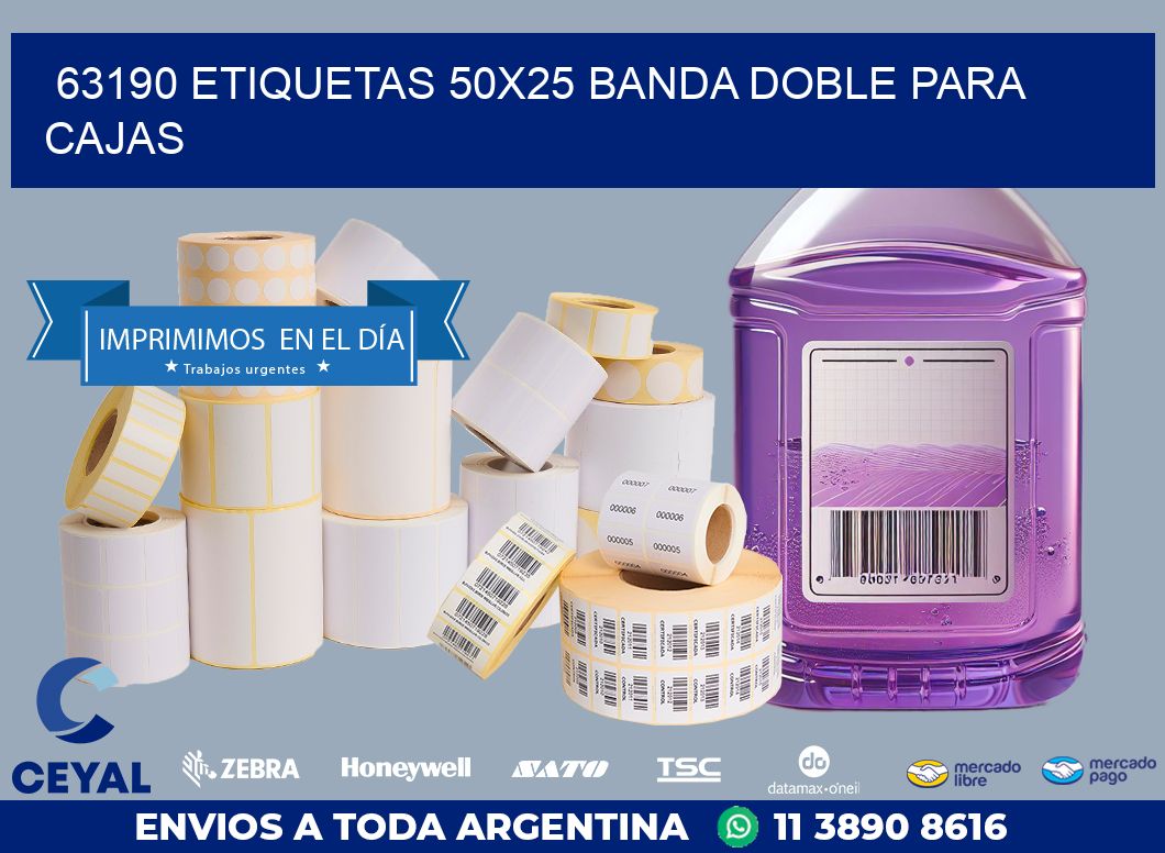 63190 ETIQUETAS 50X25 BANDA DOBLE PARA CAJAS