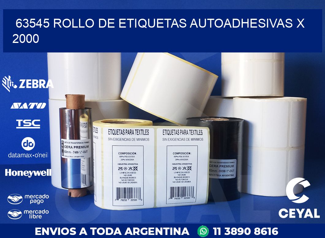 63545 ROLLO DE ETIQUETAS AUTOADHESIVAS X 2000