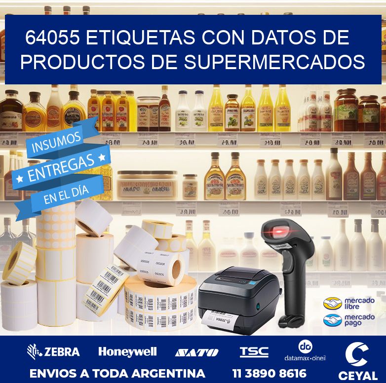 64055 ETIQUETAS CON DATOS DE PRODUCTOS DE SUPERMERCADOS