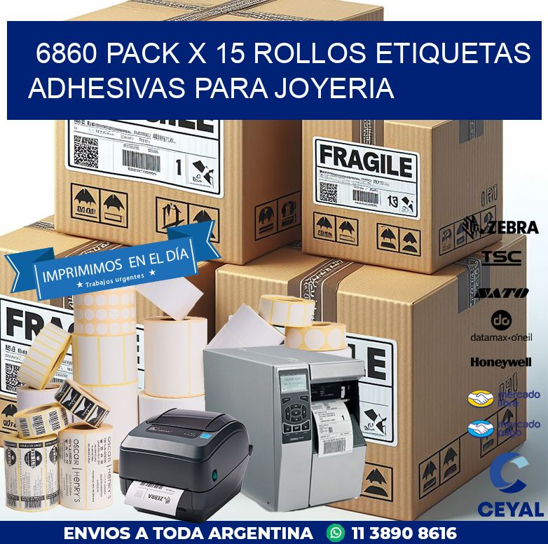 6860 PACK X 15 ROLLOS ETIQUETAS ADHESIVAS PARA JOYERIA