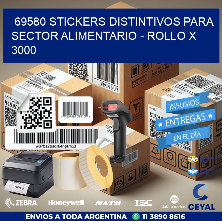 69580 STICKERS DISTINTIVOS PARA SECTOR ALIMENTARIO - ROLLO X 3000
