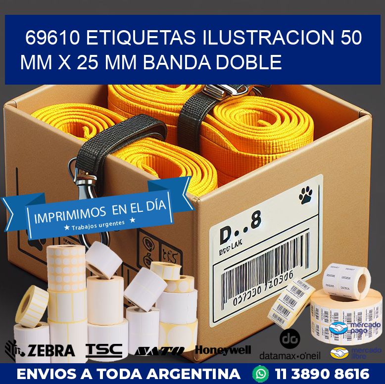 69610 ETIQUETAS ILUSTRACION 50 MM X 25 MM BANDA DOBLE