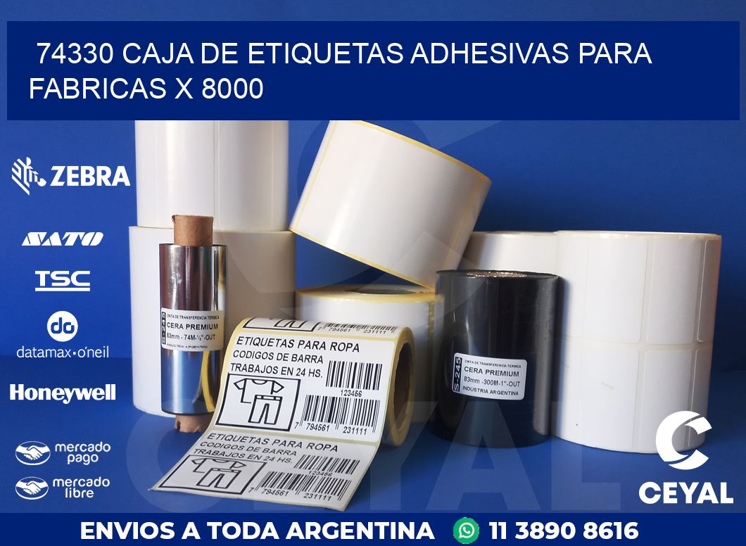 74330 CAJA DE ETIQUETAS ADHESIVAS PARA FABRICAS X 8000